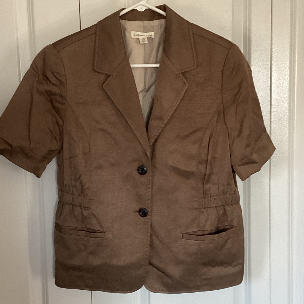 Coldwater Creek Short-Sleeve Tailored Blazer in Brown